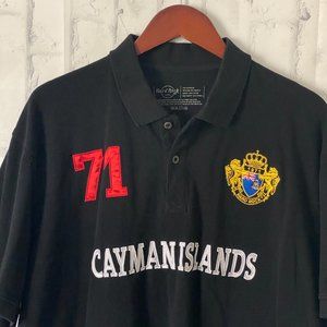 Hard Rock Cafe Cayman Islands Men's Polo Shirt Size XXL 1971 Crest Preppy Black
